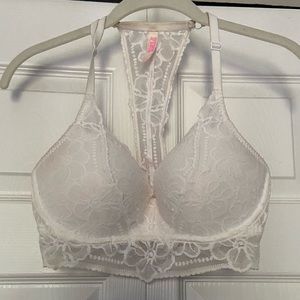 PINK White lace push-up bralette